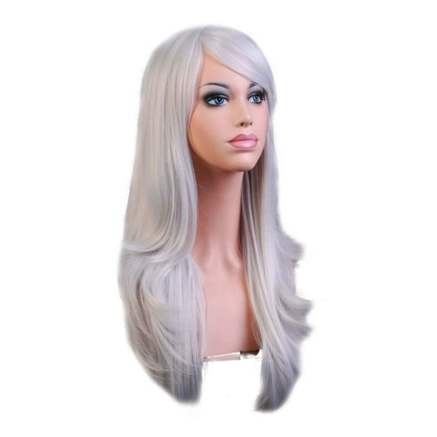 UK DISPATCH GREY CURLY FANCY DRESS WIG &  THICK WHITE MOUSTACHE